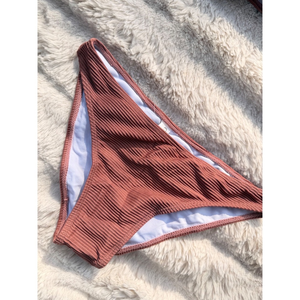 CUPSHE Ribbed Mauve Triangle Bikini Set | NWT - SIZE M - Picture 2 of 8